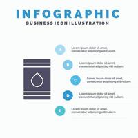 tunna olja bränsle lättantändlig eco fast ikon infographics 5 steg presentation bakgrund vektor