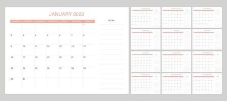 uppsättning kalender 2023 med rosa Färg vektor