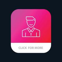 avatar klient ansikte Lycklig man person användare mobil app knapp android och ios linje version vektor
