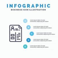 Curriculum CV Job Portfolio Liniensymbol mit 5 Schritten Präsentation Infografiken Hintergrund vektor