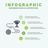 ziel erfolgspfad gewinn solide symbol infografiken 5 schritte präsentationshintergrund vektor