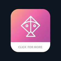 drachenfestival fliegende mobile app-schaltfläche android- und ios-linienversion vektor