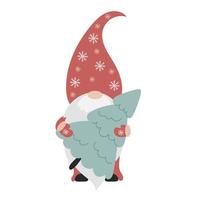 klistermärke söt jul scandinavian gnome vektor
