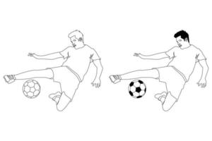 Vektor-Football-Spieler. schwarz-weiße Strichzeichnungen. vektor