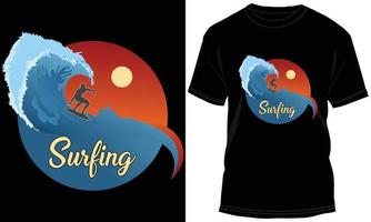 surfing t-shirt design vektor grafisk