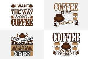 eine reihe von zitatinspirationst-shirts über kaffee, kaffeetypografie und vektor-t-shirt-designpaket vektor