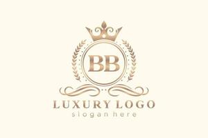 Royal Luxury Logo-Vorlage mit anfänglichem bb-Buchstaben in Vektorgrafiken für Restaurant, Lizenzgebühren, Boutique, Café, Hotel, Heraldik, Schmuck, Mode und andere Vektorillustrationen. vektor