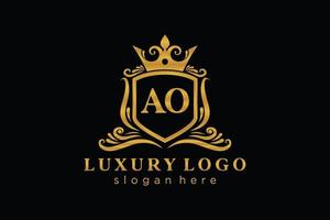 Initial ao Letter Royal Luxury Logo Vorlage in Vektorgrafiken für Restaurant, Lizenzgebühren, Boutique, Café, Hotel, heraldisch, Schmuck, Mode und andere Vektorillustrationen. vektor