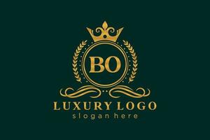 Royal Luxury Logo-Vorlage mit anfänglichem Bo-Buchstaben in Vektorgrafiken für Restaurant, Lizenzgebühren, Boutique, Café, Hotel, Heraldik, Schmuck, Mode und andere Vektorillustrationen. vektor