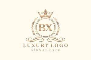 Royal Luxury Logo-Vorlage mit anfänglichem bx-Buchstaben in Vektorgrafiken für Restaurant, Lizenzgebühren, Boutique, Café, Hotel, Heraldik, Schmuck, Mode und andere Vektorillustrationen. vektor