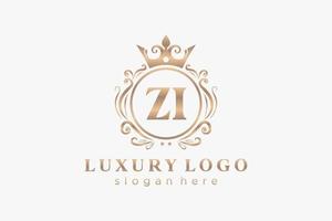 Initial zi Letter Royal Luxury Logo Vorlage in Vektorgrafiken für Restaurant, Lizenzgebühren, Boutique, Café, Hotel, heraldisch, Schmuck, Mode und andere Vektorillustrationen. vektor