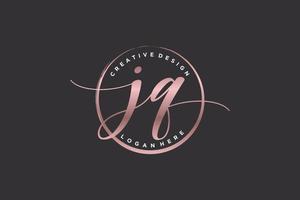 första jq handstil logotyp med cirkel mall vektor signatur, bröllop, mode, blommig och botanisk med kreativ mall.