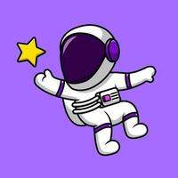 söt astronaut flytande i Plats med stjärna tecknad serie vektor ikoner illustration. platt tecknad serie begrepp. lämplig för några kreativ projekt.