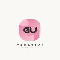 gu anfangsbuchstabe logo icon design template elemente mit welle bunt vektor