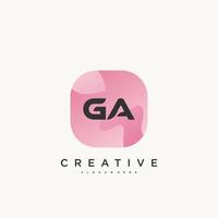 ga anfangsbuchstabe logo icon design template elemente mit welle bunt vektor