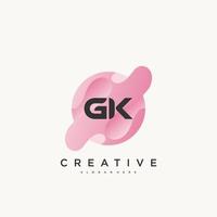 gk anfangsbuchstabe logo icon design template elemente mit welle bunt vektor