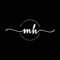 anfänglicher MH-Handschrift-Logo-Vorlagenvektor vektor