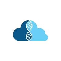 menschliche dna und wolkenlogo. Design des Vektorlogos für Wissenschaftsgenetik. genetische analyse, forschung biotech code dna. Biotechnologie-Genom-Chromosom. vektor