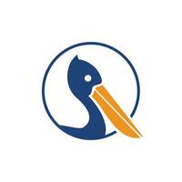 pelikan vektor logotyp design. vektor illustration emblem av pelikan djur- ikon.