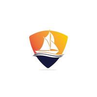 Yacht-Logo-Design. Yachtclub oder Yachtsportteam Vektor-Logo-Design. Meeresreise-Abenteuer oder Segelmeisterschaften oder Segeltörn-Turniere. vektor