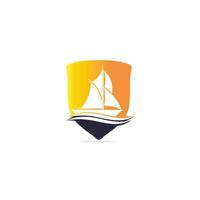 Yacht-Logo-Design. Yachtclub oder Yachtsportteam Vektor-Logo-Design. Meeresreise-Abenteuer oder Segelmeisterschaften oder Segeltörn-Turniere. vektor