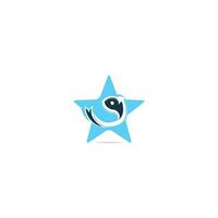 Fischsymbol in Sternform für Logodesign. vektor
