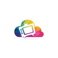 TV-Wolke-Logo-Design. Cloud-Computing-TV-Schild. vektor