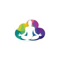 Yoga mit Logo-Designvorlage in Wolkenform. Naturprodukt-Logo. Kosmetik-Symbol. Spa-Logo. Schönheitssalon-Logo. Vorlage für Yoga-Center, Spa-Center oder Yoga-Studio. vektor