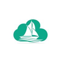 Logo-Design in Wolkenform für Yachten. Yachtclub oder Yachtsportteam Vektor-Logo-Design. Meeresreise-Abenteuer oder Segelmeisterschaften oder Segeltörn-Turniere. vektor