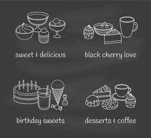 annorlunda grupper av desserter och drycker. vektor