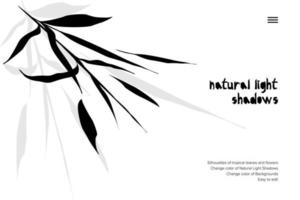 Abstraktes Banner mit schwarzem Schatten aus tropischen Blättern isoliert auf weißem Hintergrund. Präsentationsvorlage im Vintage-Stil vektor