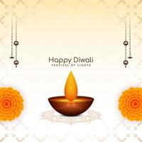 happy diwali traditionelles festival künstlerischer hintergrund mit diya vektor