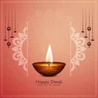happy diwali traditionelles festival künstlerischer hintergrund mit diya vektor