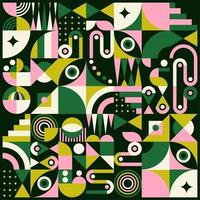 lysande spionera geometrisk abstrakt bakgrund med rosa och grön Färg palett. vektor