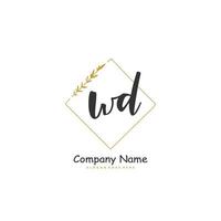 wd Anfangshandschrift und Signatur-Logo-Design mit Kreis. schönes design handgeschriebenes logo für mode, team, hochzeit, luxuslogo. vektor