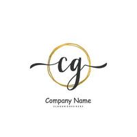 cg Anfangshandschrift und Signatur-Logo-Design mit Kreis. schönes design handgeschriebenes logo für mode, team, hochzeit, luxuslogo. vektor