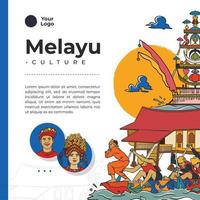 set melayunese illustration handgezeichneter indonesischer kulturhintergrund vektor
