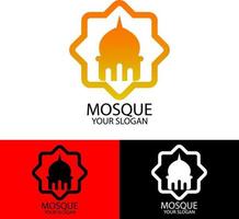 goldene moschee mit acht quadraten entlang dem logo vektor