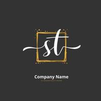 st-anfangshandschrift und signatur-logo-design mit kreis. schönes design handgeschriebenes logo für mode, team, hochzeit, luxuslogo. vektor