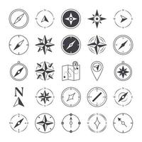 kompass reste sig navigering kartografi resa utforska Utrustning ikoner uppsättning linje design ikon vektor