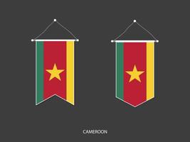 Kamerun-Flagge in verschiedenen Formen, Fußballfahnen-Wimpelvektor, Vektorillustration. vektor