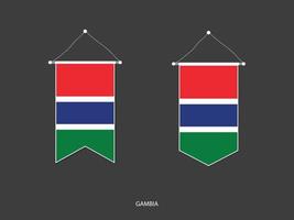 Gambia-Flagge in verschiedenen Formen, Fußballfahnen-Wimpelvektor, Vektorillustration. vektor