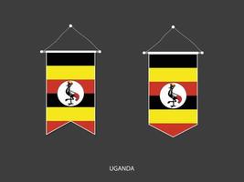 uganda flagga i olika form, fotboll flagga vimpel vektor ,vektor illustration.