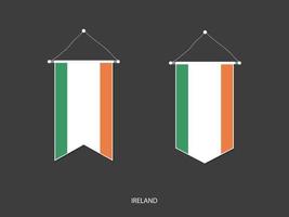 Irland-Flagge in verschiedenen Formen, Fußballfahnen-Wimpelvektor, Vektorillustration. vektor