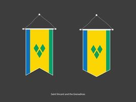 St. Vincent und die Grenadinen-Flagge in verschiedenen Formen, Fußballfahnen-Wimpelvektor, Vektorillustration. vektor