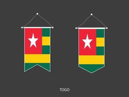 Togo flagga i olika form, fotboll flagga vimpel vektor ,vektor illustration.