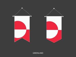 Grönland flagga i olika form, fotboll flagga vimpel vektor ,vektor illustration.