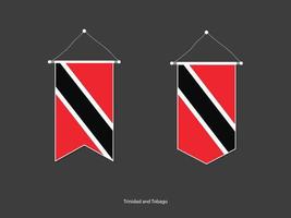 trinidad und tobago flagge in verschiedenen formen, fußballfahnenwimpelvektor, vektorillustration. vektor