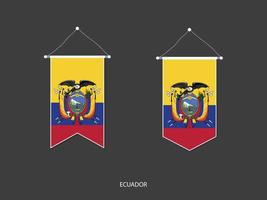 ecuador-flagge in verschiedenen form, fußballfahnenwimpelvektor, vektorillustration. vektor