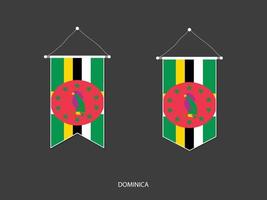 Dominica-Flagge in verschiedenen Formen, Fußballfahnen-Wimpelvektor, Vektorillustration. vektor